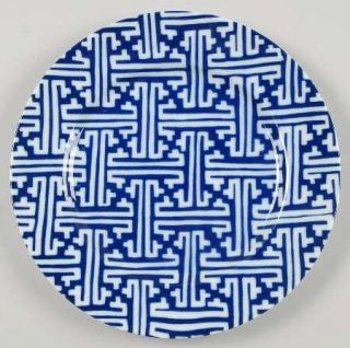 Fitz & Floyd Oriental Geometric Blue Salad Plate, Fine China Dinnerware   Blue A