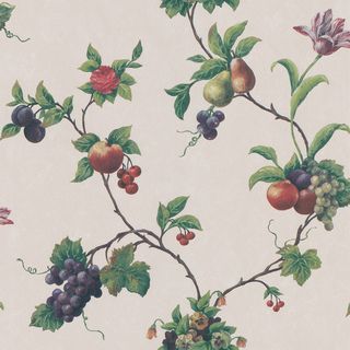 Brewster Green Fruit Trail Wallpaper (GreenDimensions 20.5 inches long x 33 feet wideBoy/Girl/Neutral NeutralTheme TraditionalMaterials Non woven fabricNumber if a set One (1)Care instructions WashableHanging instructions PrepastedRepeat 21 inches