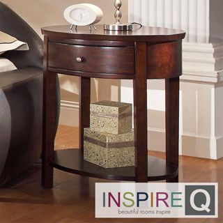 Inspire Q Neo Oval Espresso Accent Table Nightstand