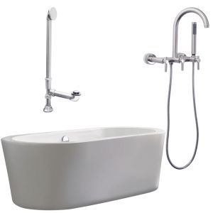 Giagni LV1 BN Ventura 67 White Apron Tub with Drain and Wall Mount Faucet with
