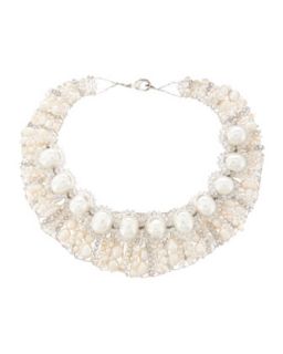 Mother of Pearl and Crystal Collar Necklace
