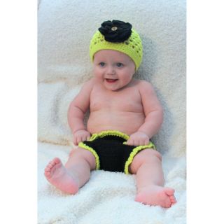 Sugarbaby Lime Flower Ruffle Crocheted Beanie And Diaper Set
