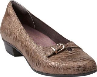 Womens Clarks Caswell Genoa   Taupe Metallic Leather Low Heel Shoes