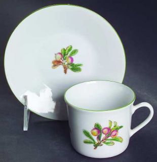 Porsgrund Mountain Flower Series Flat Demitasse Cup & Saucer, Fine China Dinnerw