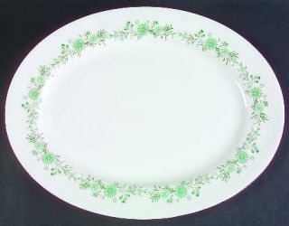 John Aynsley Emerald Isle 15 Oval Serving Platter, Fine China Dinnerware   Gree