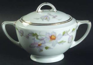 Thun 16665 Sugar Bowl & Lid, Fine China Dinnerware   Pink/Lavender Floral,White