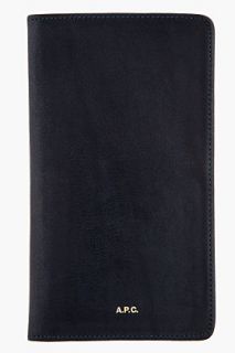 A.p.c. Navy Leather Continental Bifold Wallet