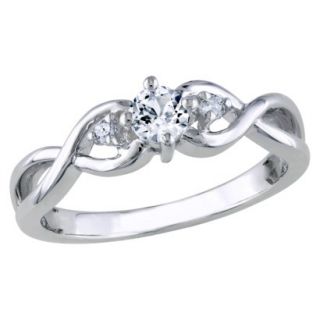 0.04 Carat Diamond And White Sapphire Cocktail Ring   Silver (Size 9)