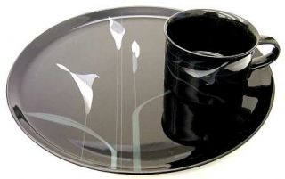 Mikasa Opus Black Snack Plate & Cup Set, Fine China Dinnerware   Galleria,Calla