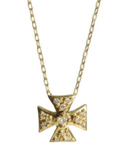 18k Mini Maltese Diamond Pendant Necklace