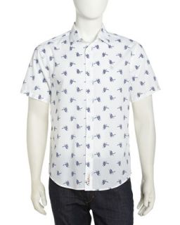 Birds of Paradise Short Sleeve Poplin Shirt, Bright White