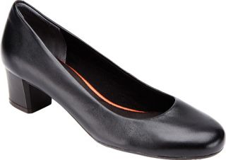 Womens Rockport Total Motion 45mm Pump   Black Leather Mid Heel Shoes