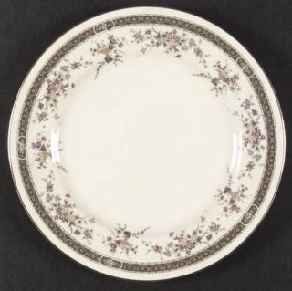 Mikasa Marquette Dinner Plate, Fine China Dinnerware   Grand Ivory,Brown Band,Fl