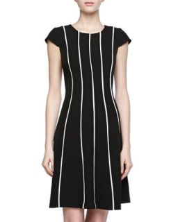 Striped Stretch Dress, Black/Ivory