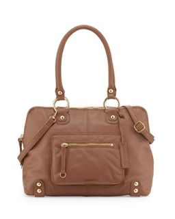 Dylan Front Pocket Leather Duffle Bag, Coffee Bean