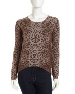Leopard Print High Low Sweater, Brown