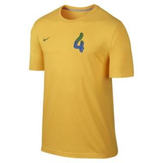 Brasil CBF #4 (David Luis) Mens T Shirt   University Gold