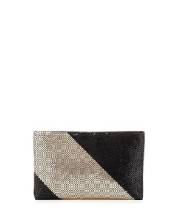 Claire Two Tone Metal Mesh Clutch, Black/Gold