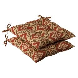 Pillow Perfect Outdoor Red/ Tan Damask Tufted Seat Cushions (set Of 2) (Red/tanPattern DamaskMaterials 100 percent polyesterFill 100 percent virgin polyester fiberClosure Sewn seam Weather resistantUV protectedCare instructions Spot clean Dimensions