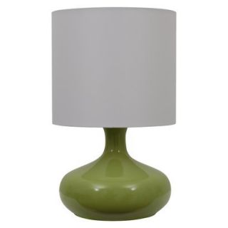 Ceramic Gourd Lamp with White Shade   Green (Includes CFL Bulb)