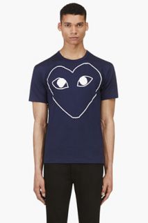 Comme Des Garons Play Navy Heart Logo T_shirt