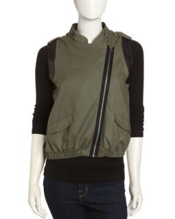 Cropped Military Vest, Olive
