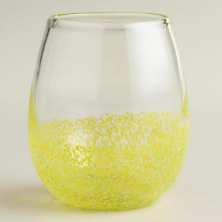 Yellow Confetti Stemless Wine Glasses, Set of 4   World Market