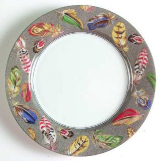 Fitz & Floyd Feathers Dinner Plate, Fine China Dinnerware   Multicolor Feathers,