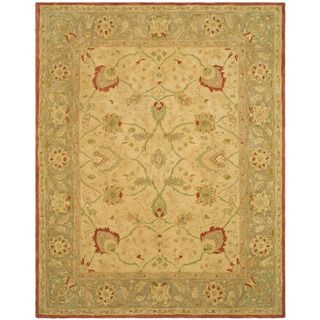 Hand made Oushak Ivory/ Grey Hand spun Wool Rug (96 X 136)