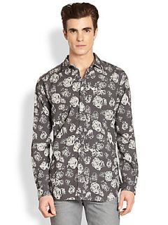 Diesel Floral Button Front Shirt   Grey