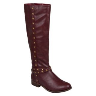 Womens Bamboo By Journee Studded Round Toe Boots   Bordeaux 7