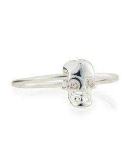 Stackable Silver Skull Ring, Size 6