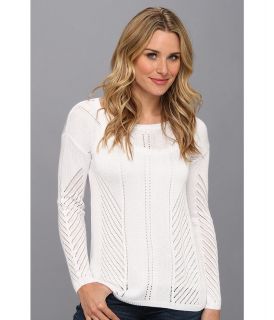 525 america Pointelle Pullover Womens Sweater (White)