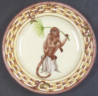 American Atelier Monkey Salad/Dessert Plate, Fine China Dinnerware   Bamboo Rim,