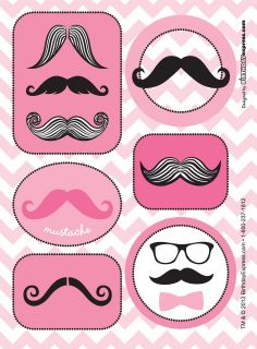 Pink Mustache Sticker Sheets (4)