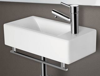 Alfi Brand AB108 AB108 Small White Modern Rectangular Wall Mounted Ceramic Bathroom Sink Basin