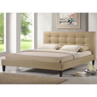 Quincy Natural Linen King Size Platform Bed