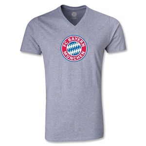 hidden Bayern Munich Logo V Neck T Shirt (Gray)