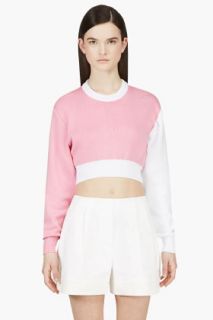 Jacquemus Pink And White Crop Sweater