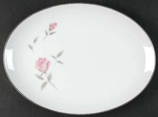 Gambles Import Argent Rose 12 Oval Serving Platter, Fine China Dinnerware   Pin