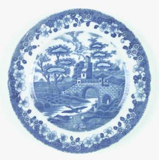Blue Castle Blu1 Luncheon Plate, Fine China Dinnerware   Blue Floral Rim & Cente