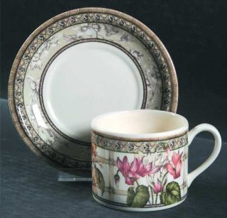 Johnson Brothers Enchanted Garden Flat Cup & Saucer Set, Fine China Dinnerware  