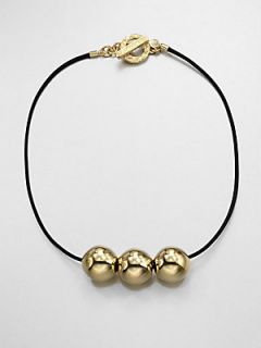 Marc by Marc Jacobs Triple Ball Necklace/Goldtone   Black Gold