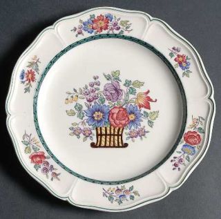 Wedgwood Floral (Scallop) Luncheon Plate, Fine China Dinnerware   Multicolor Flo