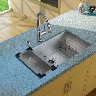 Vigo Undermount Kitchen Sink/ Faucet/ Colander/ Grid/ Strainer/ Dispenser