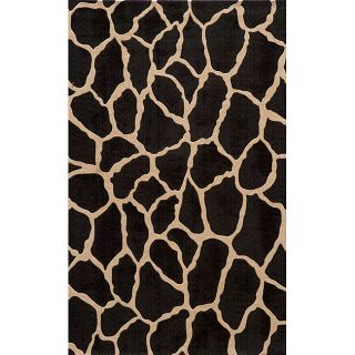 Power loomed Giraffe Charcoal Wool Rug (96 X 13)