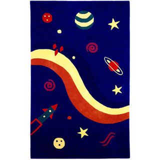 Hand tufted Kids Space Rug (4 X 6) (BluePattern GeometricMeasures 0.625 inch thickTip We recommend the use of a non skid pad to keep the rug in place on smooth surfaces.All rug sizes are approximate. Due to the difference of monitor colors, some rug col