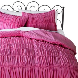 Xhilaration Ruched Textured Comforter Set   Pink (Full/Queen)