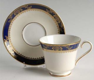 Royal Grafton Viceroy Cobalt Footed Cup & Saucer Set, Fine China Dinnerware   Cr