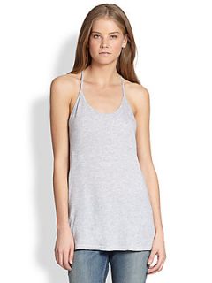 SUNDRY Long Cotton Racerback Tank   Grey